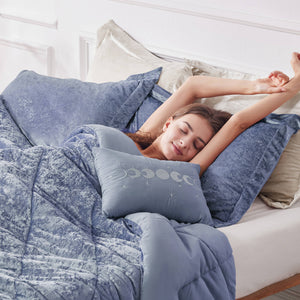 JLA Home Intelligent Design - Velvet Crushed-velvet Comforter Set with Diamond Quilting, Hypoallergenic Fill and Plush Texture Blue ID10-2156