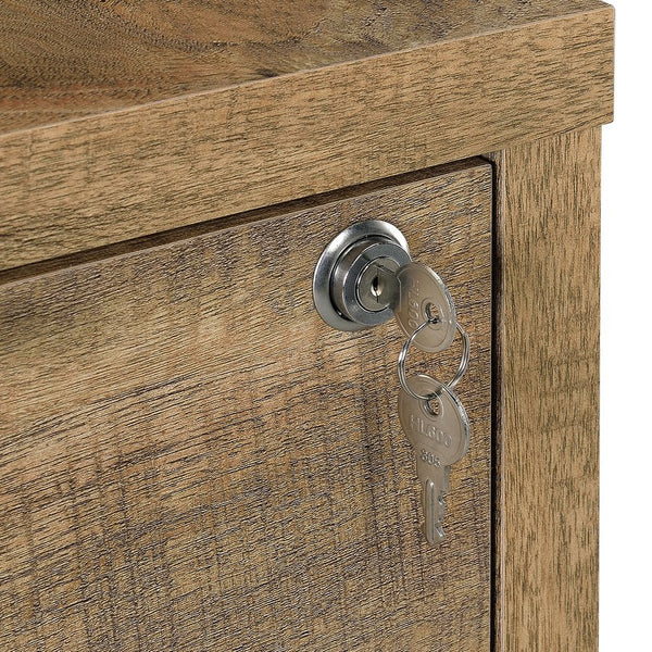 English Elm Geary Mango 3-Shelf Bookcase with Lockable Top Drawer, USB Port, Engineered Wood, Display & Secure Storage B062P375563