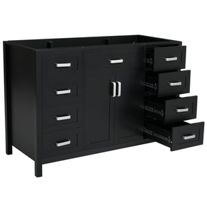 English Elm Christopher Knight Home® - 47" Bathroom Vanity Cabinet Base with 2 Soft-Close Doors & 8 Drawers, Pine Legs, Modern Classic Appeal Black N759P337621B
