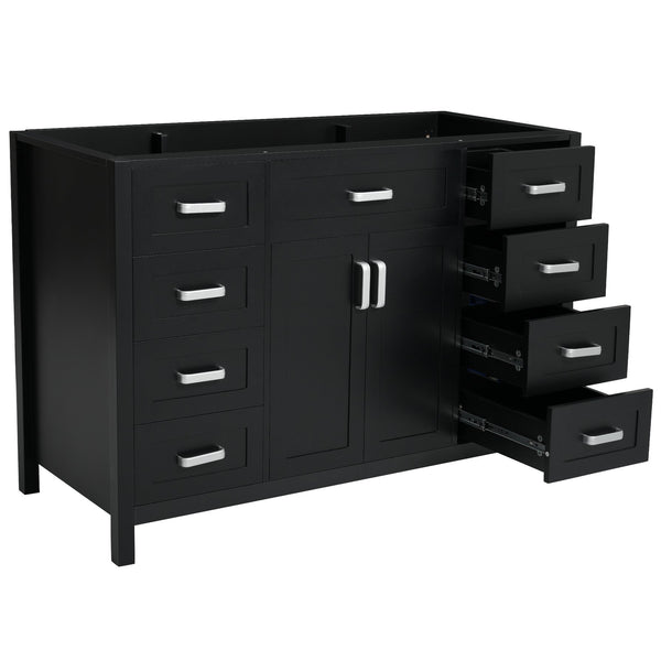 English Elm Christopher Knight Home® - 47" Bathroom Vanity Cabinet Base with 2 Soft-Close Doors & 8 Drawers, Pine Legs, Modern Classic Appeal Black N759P337621B
