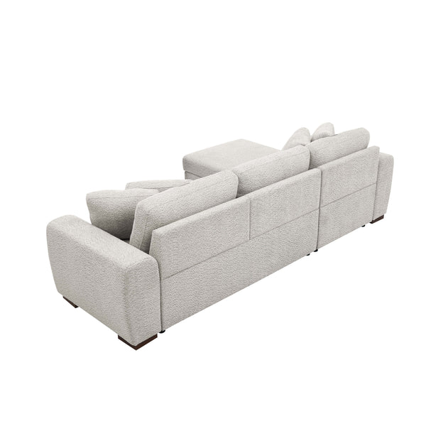 English Elm 116" Pull-Out Sofa Bed Khaki Light Gray Polyester Sectional with Storage Chaise, Contemporary Comfort for Living Rooms and Entertaining Guests B343S00036
