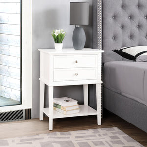 English Elm Elegant Compact Nightstand with Open Shelf, Durable Particle Board Construction, Easy Assembly Guide Included for Modern Bedroom Storage and Style White 15.16 L x 17.52 W x 24.02 H B078112102