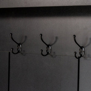 English Elm On-Trend Farmhouse Hall Tree With 6 Hooks & Storage Bench – 4-In-1 Entryway Organizer In Walnut & Black N721S000044B-GIGA