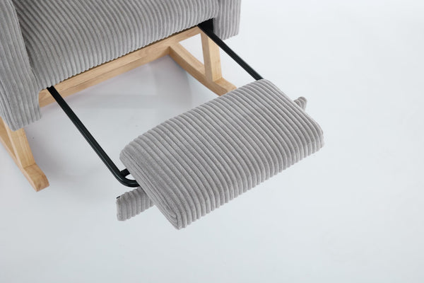 English Elm Modern Upholstered Rocking Chair With Solid Wood Legs, High Backrest, Side Pocket For Comfort & Style P1 W2725P276819-GIGA