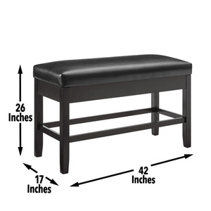 English Elm Steve Silver - Carrara Upholstered Storage Counter Bench in Black Faux Leather with Lift-Top Seat for 3 Adults B081P157436