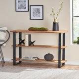 Christopher Knight Home® Rooker Handcrafted Modern Industrial Acacia Wood Media Console Table, Natural and Black