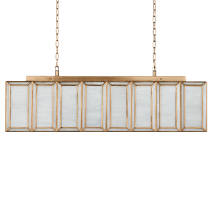 Daze Rectangular Chandelier - Elegant White Milk Glass & Antique Brass Design for Dining Spaces