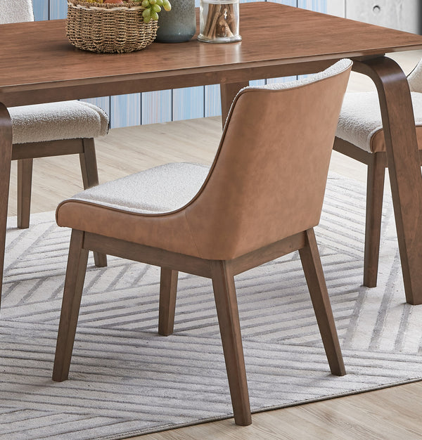 English Elm Modern Sleek 5pc Dining Set with Sturdy Wooden Table and Four Upholstered Side Chairs, Elegant Finish Brown,Walnut,White 67 L x 40 W x 5 H B2741S00286