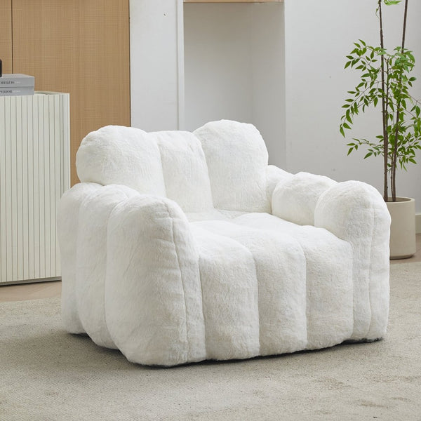 English Elm Lotus Oversized Bean Bag Sofa Memory Foam Filled Accent Chair for Living Room White W2311P457272