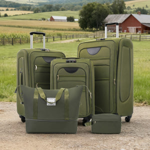 English Elm Softside Expandable Spinner Luggage Set with Tsa Lock Duffel Polyester Travel Army Green N732P201004Y