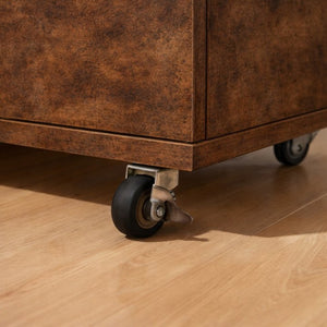 English Elm 5 Drawer Rolling Chest Distressed Finish Mobile Bedroom Storage Cabinet on Caster Wheels Rustic Brown B372P444032