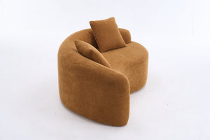 English Elm LY-042 Zen-Inspired S-Curved Dual-Depth Loveseat with Chenille Upholstery, Ready-to-Use Comfort Orange W2231P329720