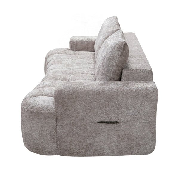 English Elm 100" Oversized Curved Boucle Sectional Sofa Channel Tufted 3 Seat Modern Living Room Camel W5515P496938