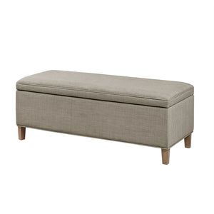 JLA Home Martha Stewart - Rectangular Light Grey Storage Bench with Soft-Close Lift-Top, Solid Wood Legs, Spacious Hidden Compartment MT105-0156