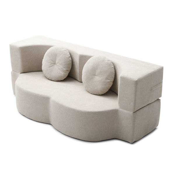 English Elm 2-in-1 Folding Floor Sofa Foam Sleeper Twin Futon Couch for Compact Living Spaces Khaki W1117P419831