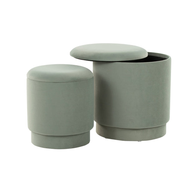 English Elm Ottoman Set Nesting Storage Cubes Upholstered in Rich Fabric for Modern Living Spaces B202P471505