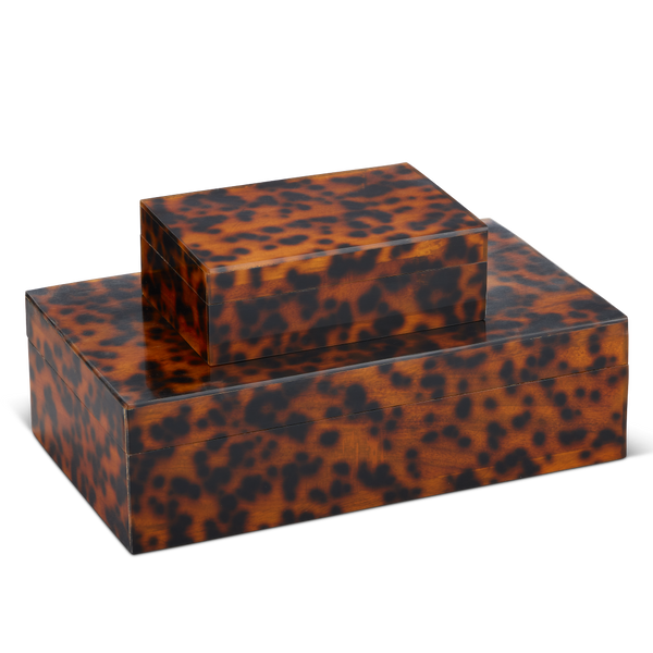 Faux Tortoise Decorative Box Set of 2 – Timeless Brown & Black Accent Storage for Any Home Style