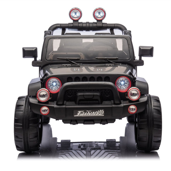 English Elm 24v Kids Electric Ride on Car with Parental Remote Rear Suspension and Bluetooth Audio Black W1578P228743