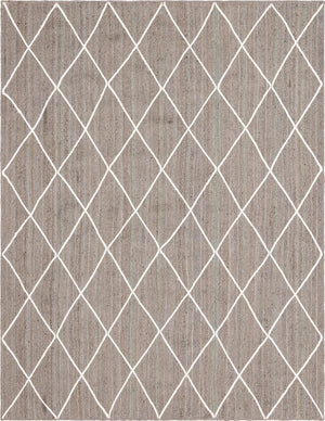 Unique Loom Braided Jute Trellis Hand Braided Solid Rug Gray, Ivory 9' 0" x 12' 2"