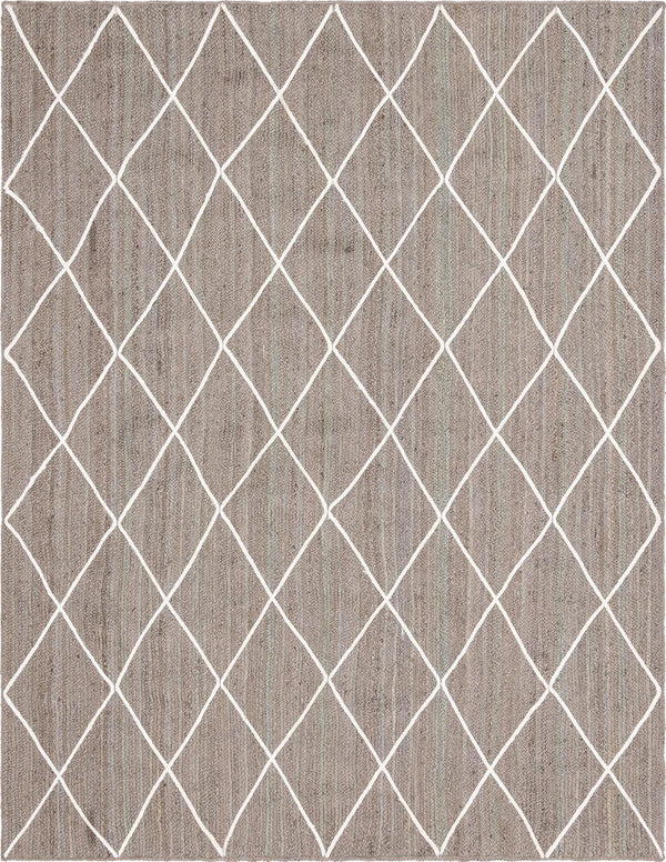 Unique Loom Braided Jute Trellis Hand Braided Solid Rug Gray, Ivory 9' 0" x 12' 2"