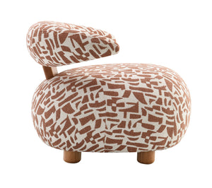 English Elm Lynn Brown Pattern Fabric Accent Chair with Wooden Frame, Tight Cushion, 220lb Capacity, 26" Seat B2726P406786