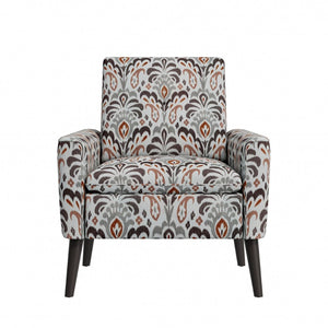 English Elm Enna Damask Upholstered Accent Chair with Solid Wood Legs for Living Room B127P409852