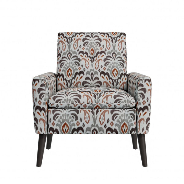 English Elm Enna Damask Upholstered Accent Chair with Solid Wood Legs for Living Room B127P409852