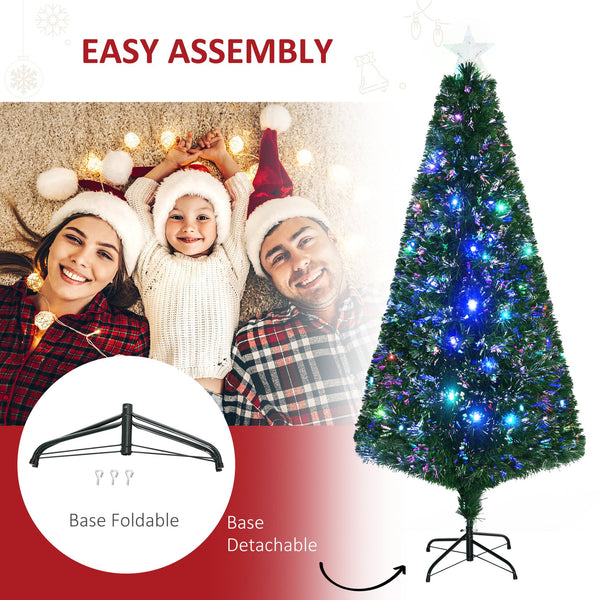 English Elm Homcom 6' Douglas Fir Pre-Lit Christmas Tree With 24 Led Lights & Realistic Branches For Holidays W2225P229734