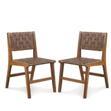Oslo Casual Faux Leather Woven Dining Chairs Set of 2