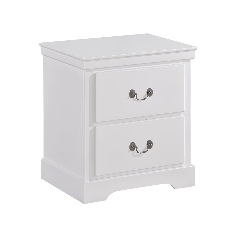 English Elm 1pc Seabright White Nightstand with 2 Drawers, Satin Nickel Handles, Classic Transitional Bedroom Accent B011P286897