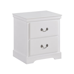 English Elm 1pc Seabright White Nightstand with 2 Drawers, Satin Nickel Handles, Classic Transitional Bedroom Accent B011P286897