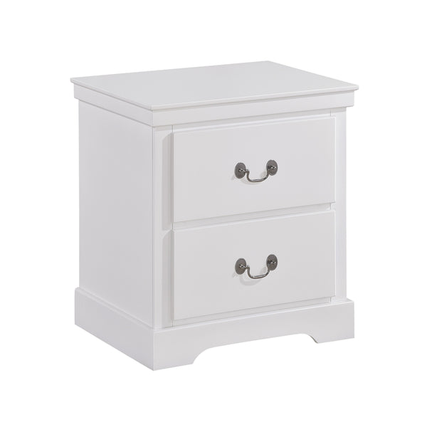 English Elm 1pc Seabright White Nightstand with 2 Drawers, Satin Nickel Handles, Classic Transitional Bedroom Accent B011P286897