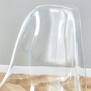 English Elm Modern transparent dining chair set of 6 — minimalist armless crystal PET seats, ergonomic curve, black metal legs included W1512P390970