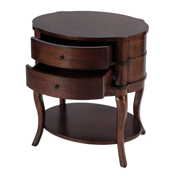 Butler Specialty Jarvis 2-drawer Oval Wood Side Table With Open Shelf - Elegant Cherry Finish For Any Décor Medium Brown Mdf,Poplar Hardwood Solids,Cherry Veneer 515040-butler