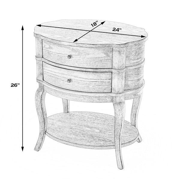 Butler Specialty Jarvis 2-drawer Oval Wood Side Table With Open Shelf - Elegant Cherry Finish For Any Décor Medium Brown Mdf,Poplar Hardwood Solids,Cherry Veneer 515040-butler