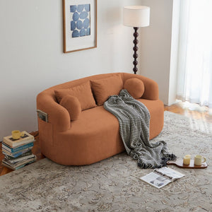 English Elm Sofa-in-a-box, Chenille Loveseat Frameless Foam 2 Seater for Modern Living Spaces Orange W668P381894