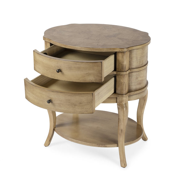 Butler Specialty Jarvis 2-drawer Oval Wood Side Table With Open Shelf - Elegant Cherry Finish For Any Décor Beige Mdf,Poplar Hardwood Solids,Cherry Veneer 515424-butler