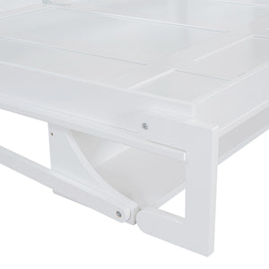 English Elm Full Size Murphy Bed With Hydraulic Lift & Integrated Desk - Space-Saving, Stylish Design In White N820S10032K