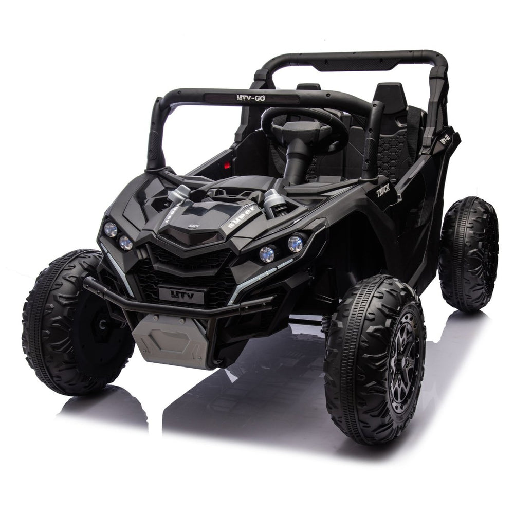 English Elm 24v Two Seat Kids Electric Utv with Parental Remote Suspension Off Road Ride On Black W1578P184797