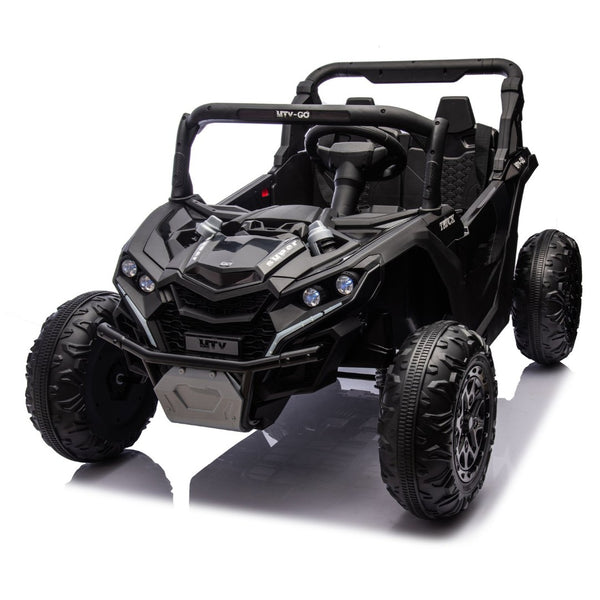 English Elm 24v Two Seat Kids Electric Utv with Parental Remote Suspension Off Road Ride On Black W1578P184797