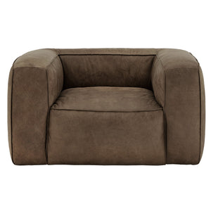 Kerr Leather Accent Chair with Feather Foam Cushion for Living Room Seating