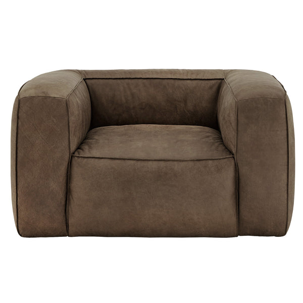 Kerr Leather Accent Chair with Feather Foam Cushion for Living Room Seating