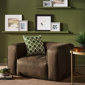 Kerr Leather Accent Chair with Feather Foam Cushion for Living Room Seating