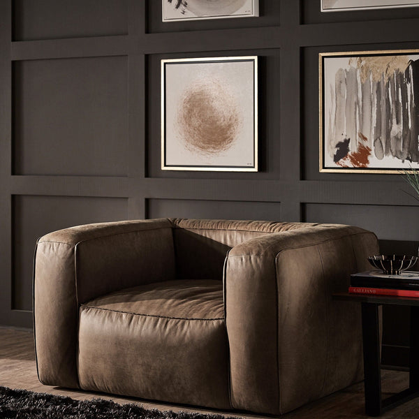 Kerr Leather Accent Chair with Feather Foam Cushion for Living Room Seating