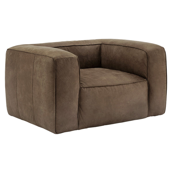 Kerr Leather Accent Chair with Feather Foam Cushion for Living Room Seating