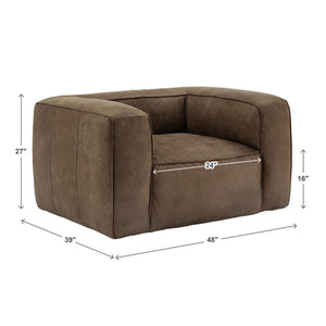 Kerr Leather Accent Chair with Feather Foam Cushion for Living Room Seating