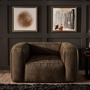 Kerr Leather Accent Chair with Feather Foam Cushion for Living Room Seating