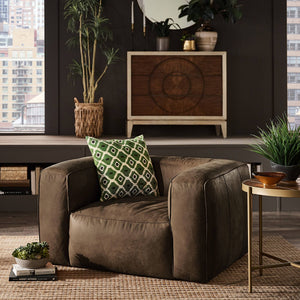 Kerr Leather Accent Chair with Feather Foam Cushion for Living Room Seating
