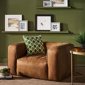 Kerr Leather Accent Chair with Feather Foam Cushion for Living Room Seating