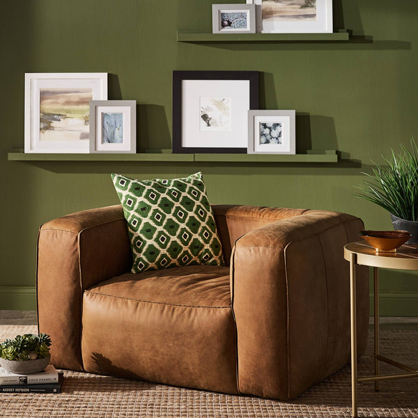 Kerr Leather Accent Chair with Feather Foam Cushion for Living Room Seating